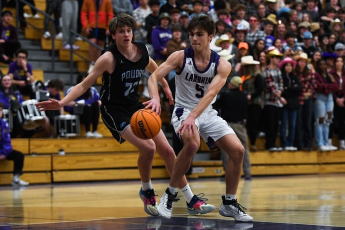 The Fort Collins Lambkins, right, beat the Poudre Impalas, left, 75-67 during the spring 2023 season. (Lucas Boland/The Coloradoan / USA TODAY NETWORK)